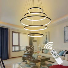 Cargar imagen en el visor de la galería, Saturno - B - UNIC7595988 - dimmable - with - remote - 40 - 60 - 80 - 3rings - white - finished