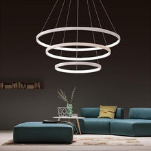 Cargar imagen en el visor de la galería, Saturno - B - UNIC7595988 - dimmable - with - remote - 40 - 60 - 80 - 3rings - white - finished