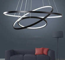 Cargar imagen en el visor de la galería, Saturno - B - UNIC7595988 - dimmable - with - remote - 40 - 60 - 80 - 3rings - white - finished