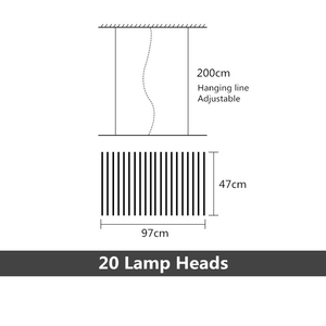 Wave - B - UNIC29477350 - 40 - heads - 190x47cm - black - lamp - body - brightness - dimmable